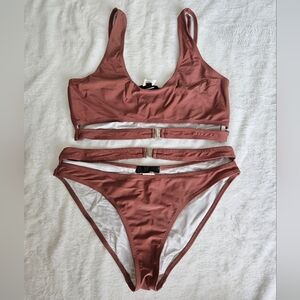Missguided Mauve/Dusty Rose Two-Piece Bikini Set - Size M/8